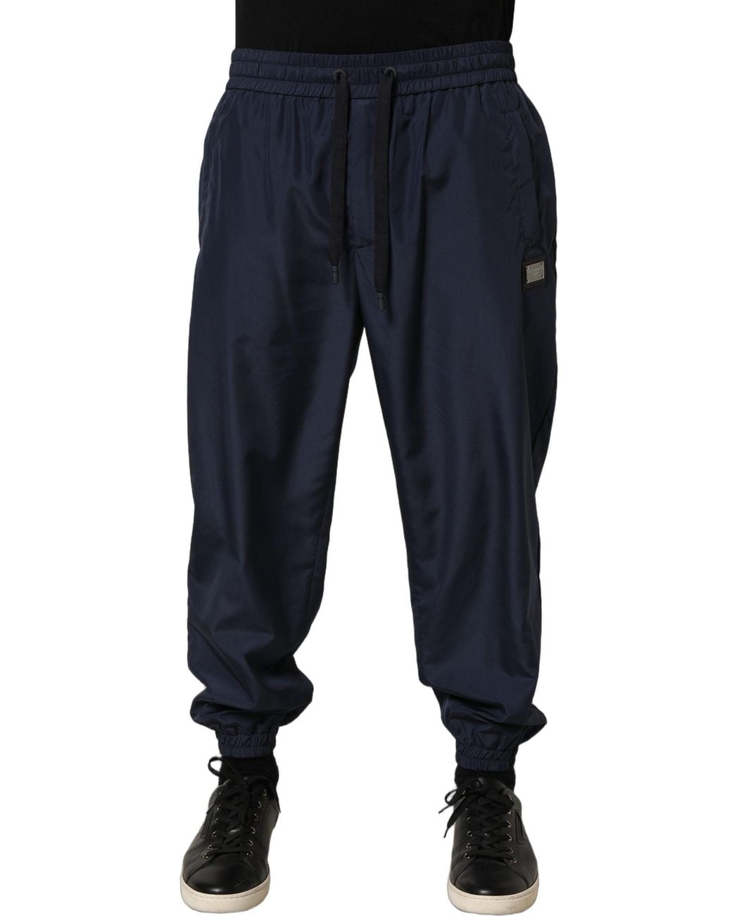 Dolce & Gabbana Blue Dolce & Gabbana Polyester Drawstring Joggers for men