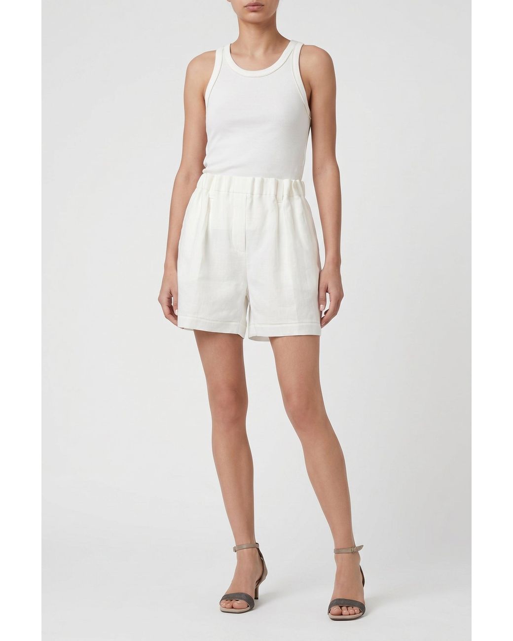 Brunello Cucinelli White Relaxed Cotton Shorts