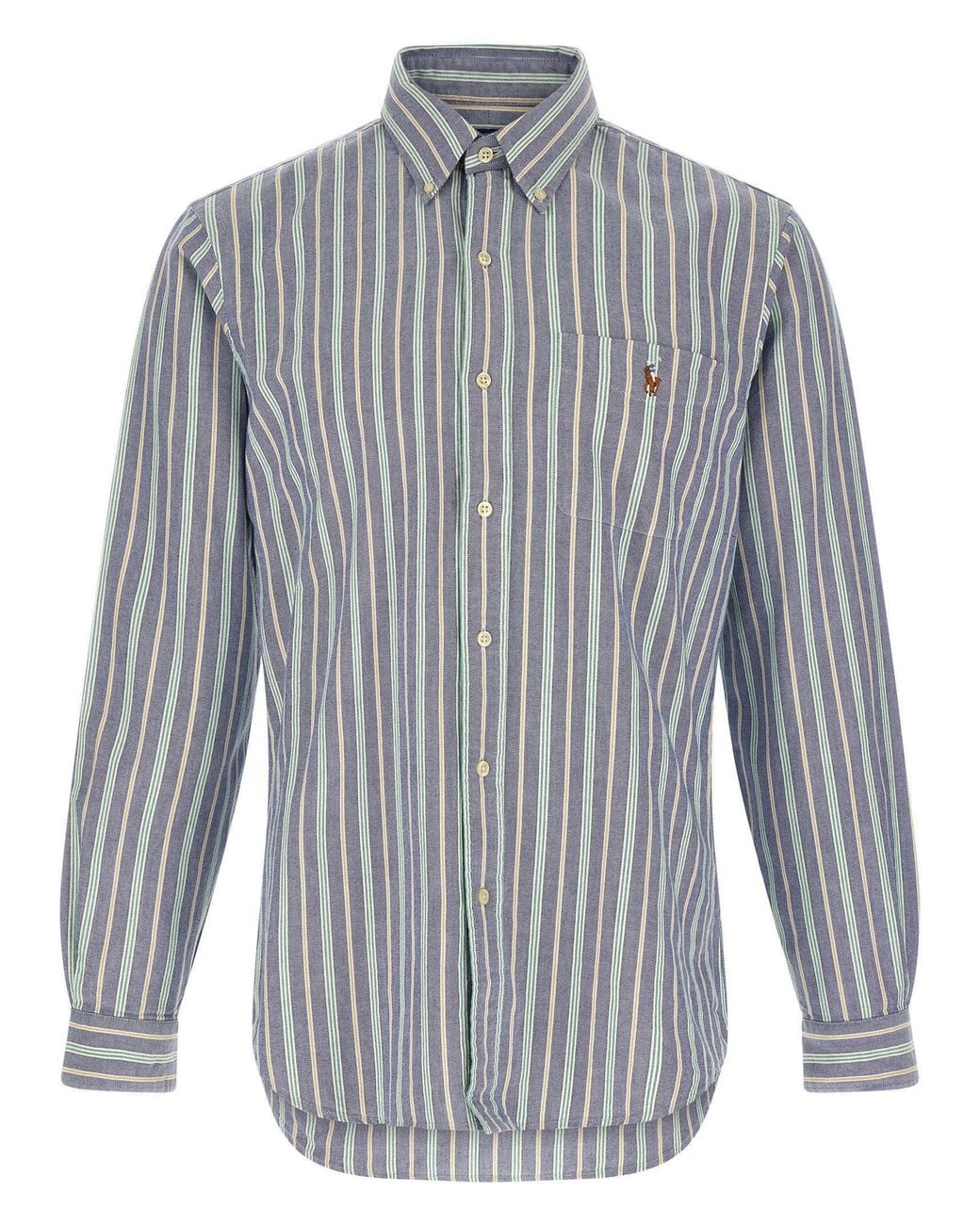 Polo Ralph Lauren Blue Striped Cotton Shirt for men