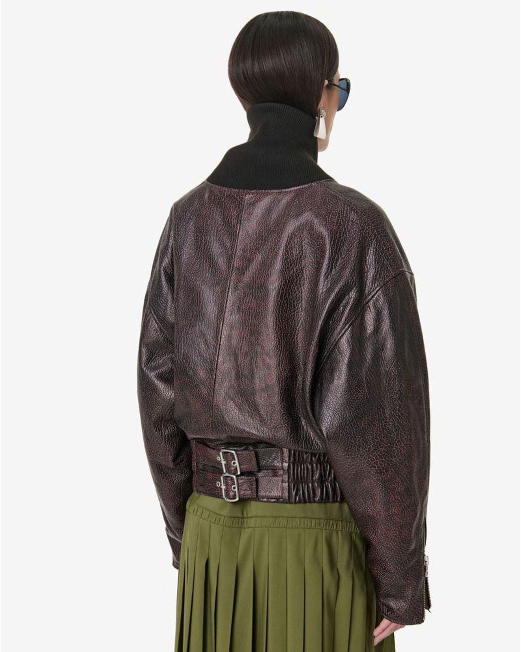 IRO Brown Iro Textured Leather Jacket