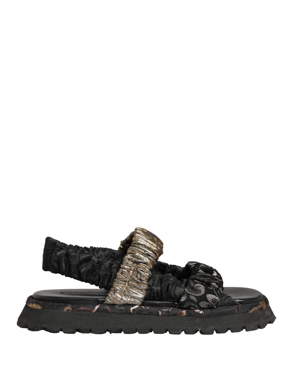 Dolce & Gabbana Black Ruching Detail Flats Sandals Shoes Leather for men
