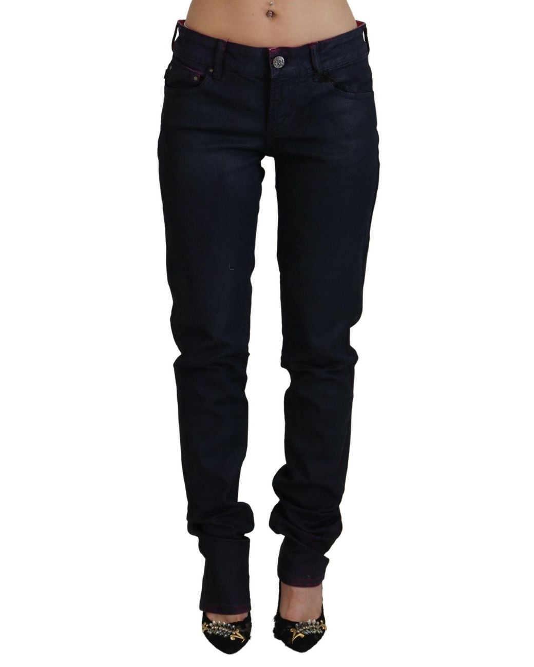 Just Cavalli Blue Sleek Low Waist Denim Pants
