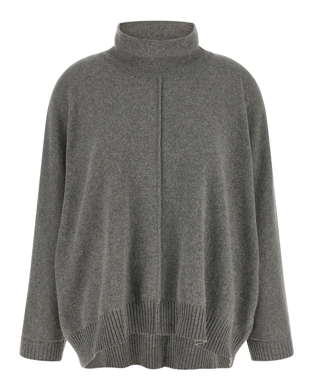 Alberta Ferretti Gray Central-Stitched Cashmere-Blend Sweater