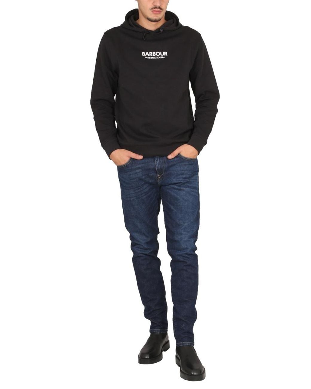 Barbour Black Hooded Sweatshirt With Drawstring Sweatshirts for men