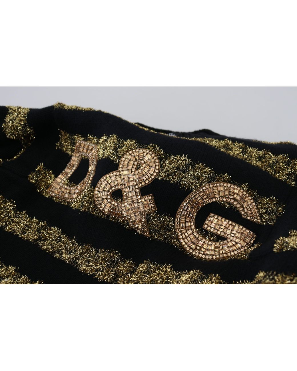 Dolce & Gabbana Black Metallic Stripe Knit Pullover
