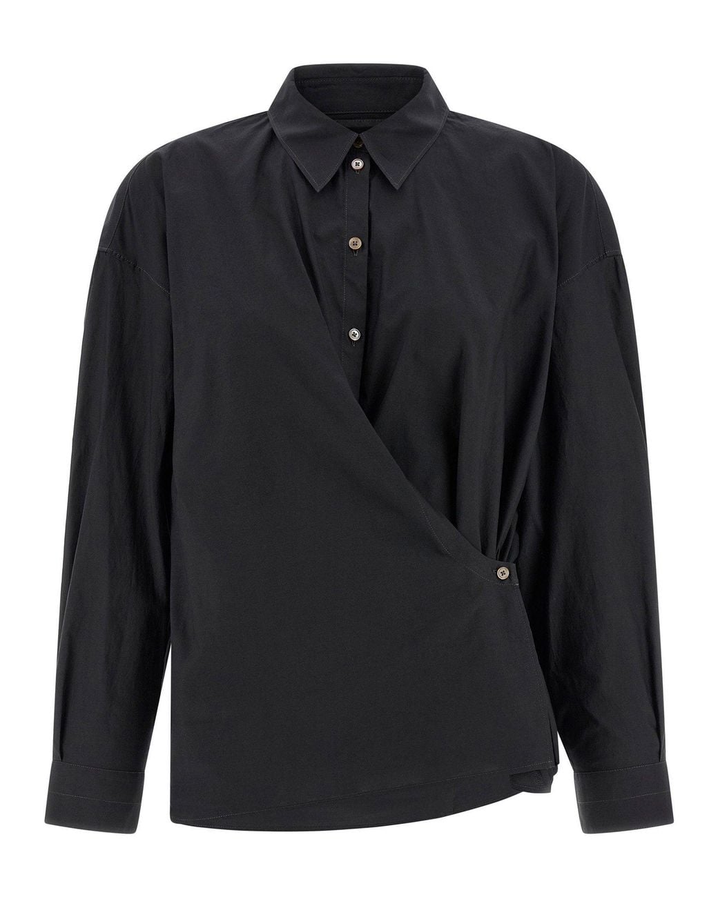 Lemaire Black Cotton-Silk Twisted Shirt