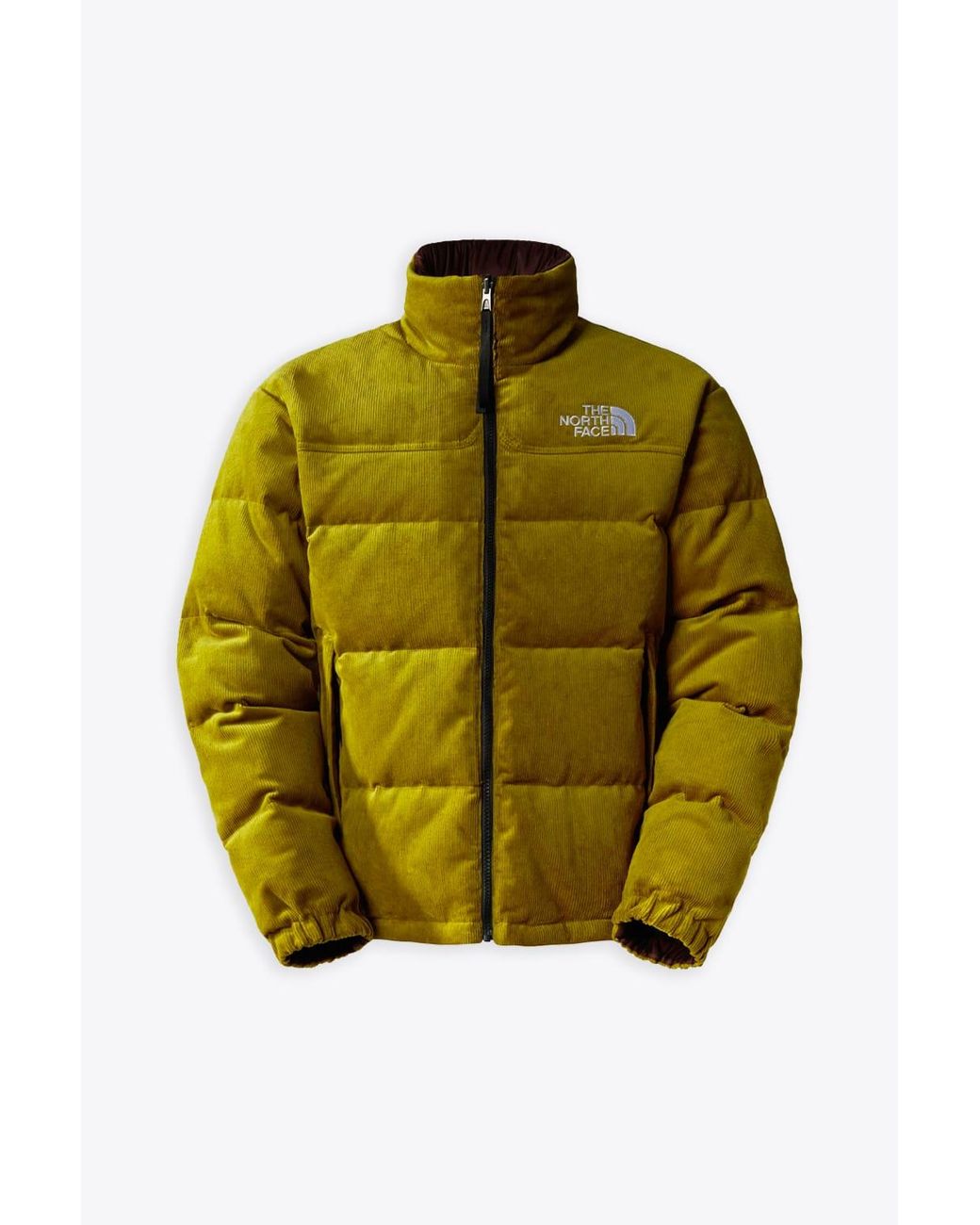 The North Face 92 Reversible Nuptse Jacket Green Corduroy And Burgundy