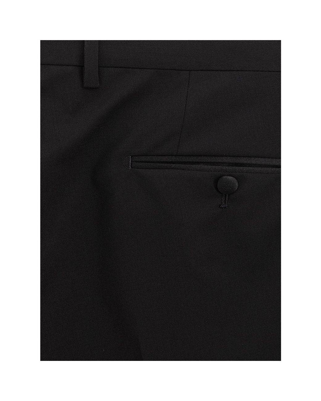 Dolce & Gabbana Black Wool Dress Pants for men