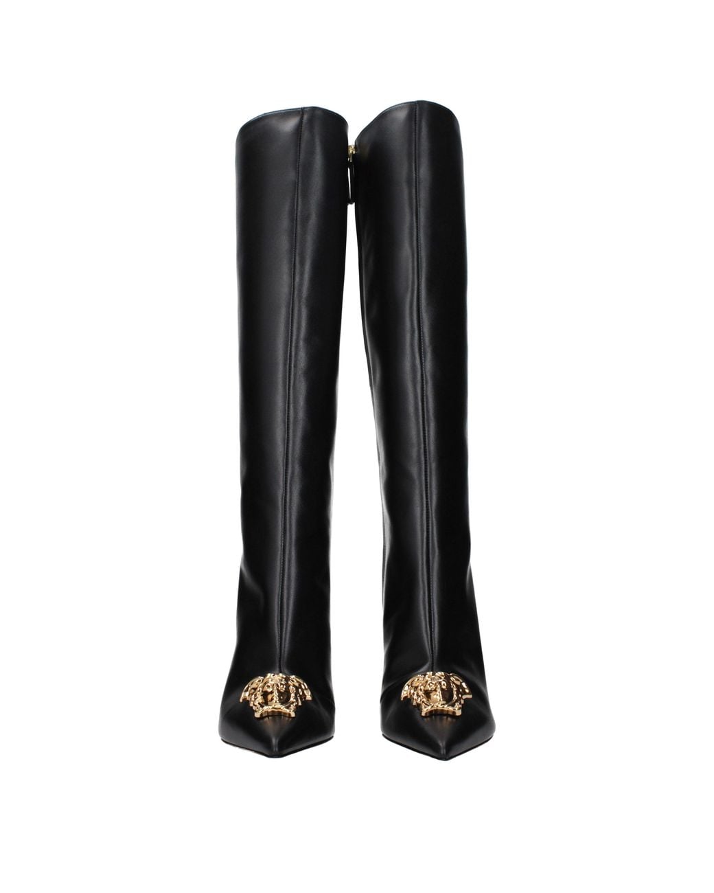 Versace Black Versace Leather High Heel Boot