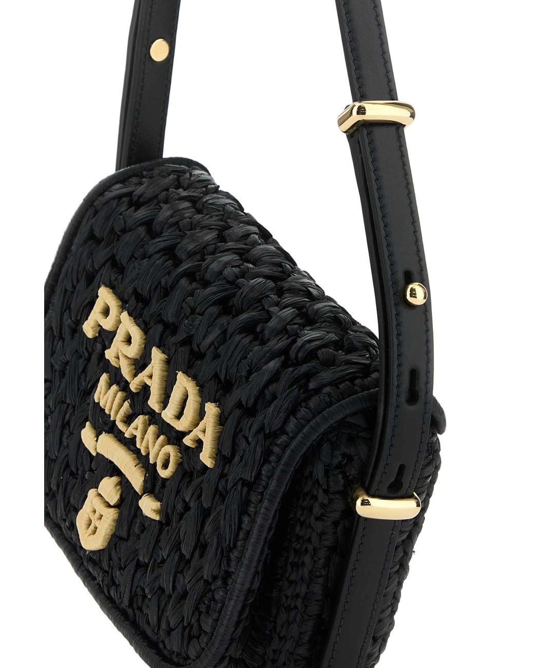 Prada Black Raffia Crossbody Bag