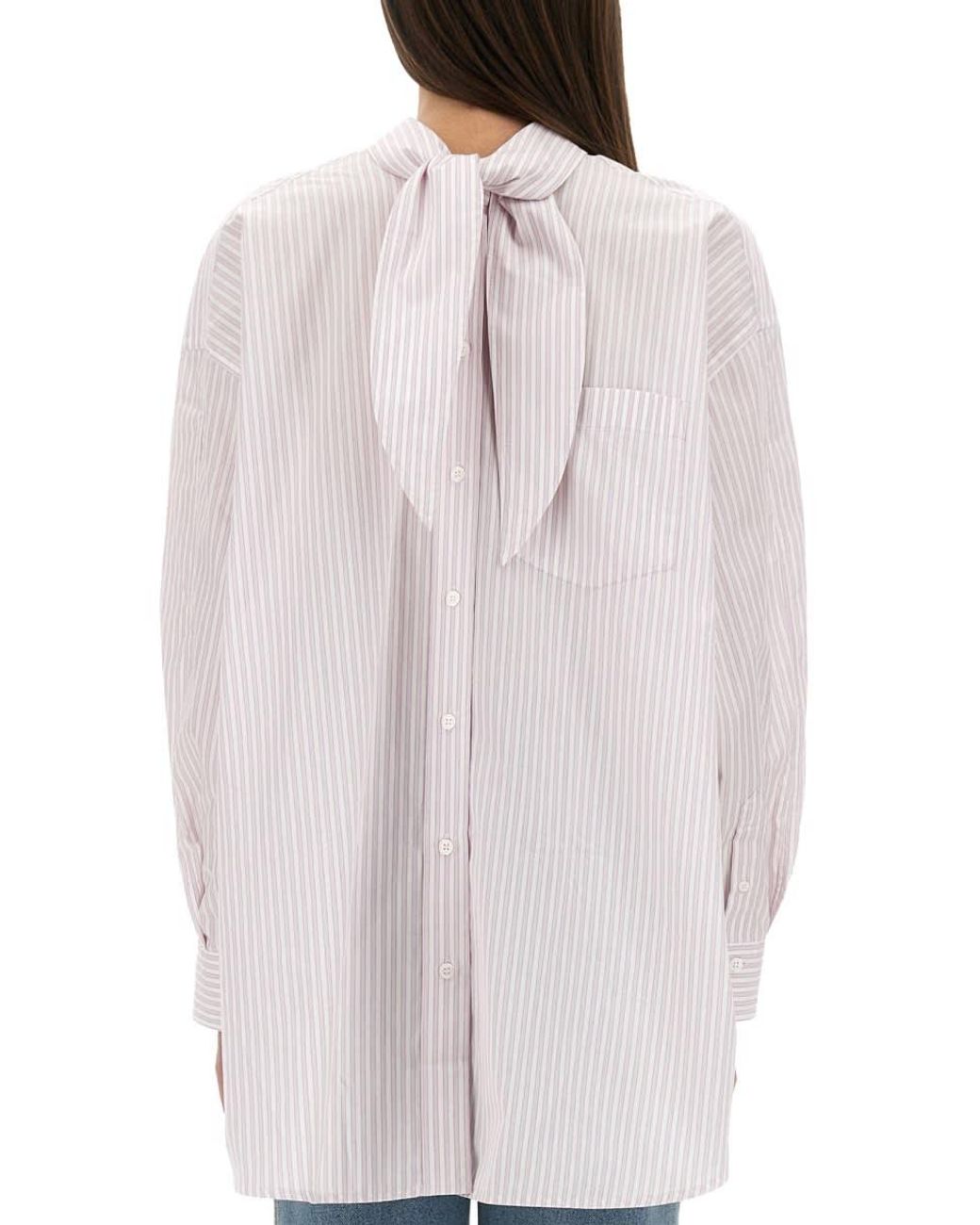 Victoria Beckham White Oversized Blouse With Knotted Collar