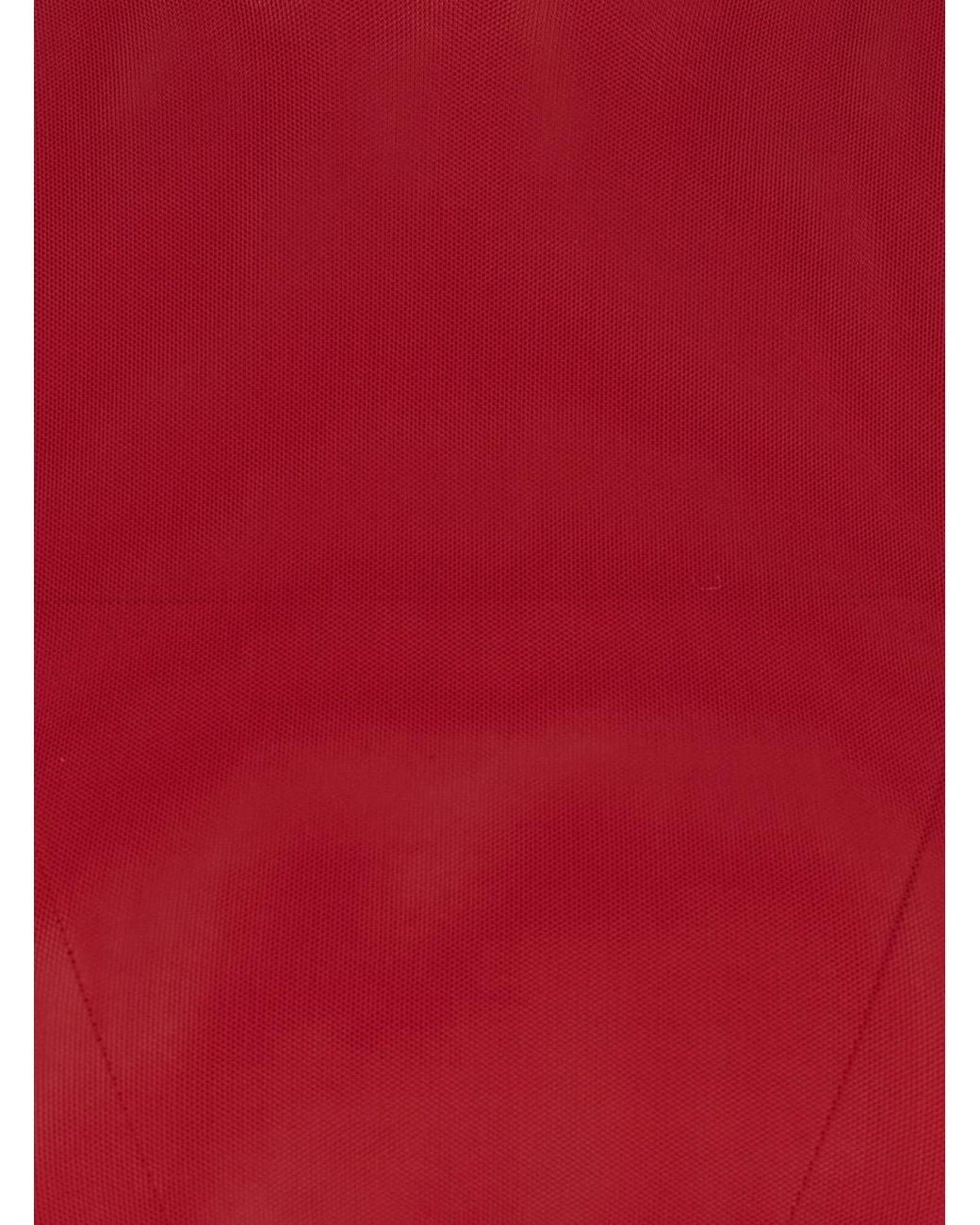 Le Plain Red Top Mesh High Neck Tops