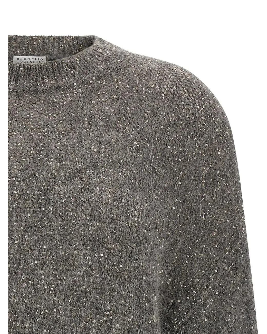 Brunello Cucinelli Gray Sequin Jumper