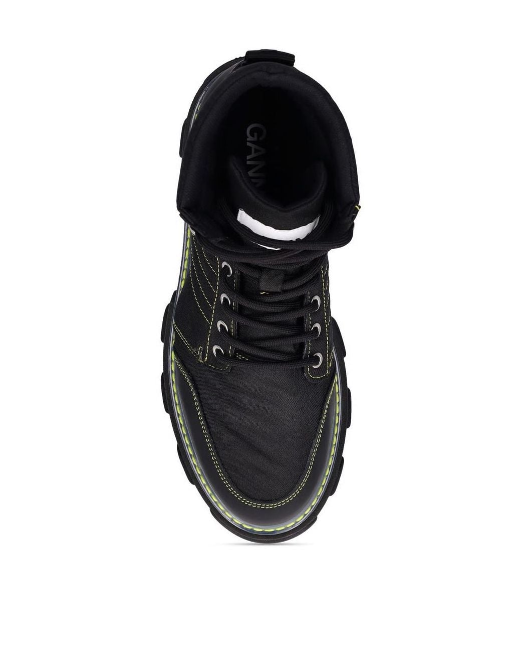 Ganni Black Cleated Lace Up Hiking Boots Shoes