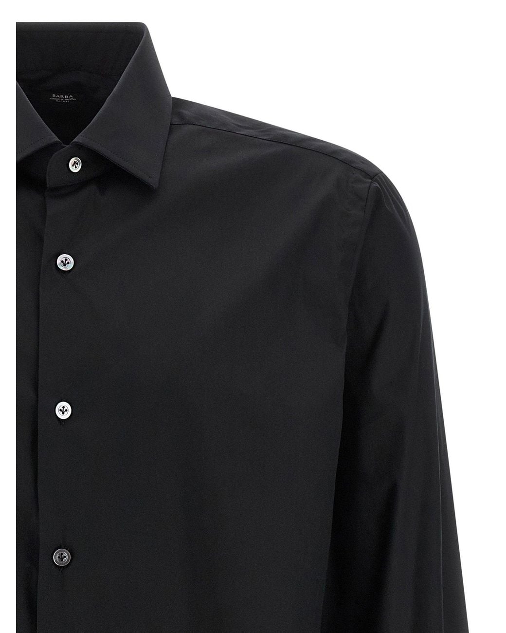 Barba Napoli Black Stretch Cotton Shirt