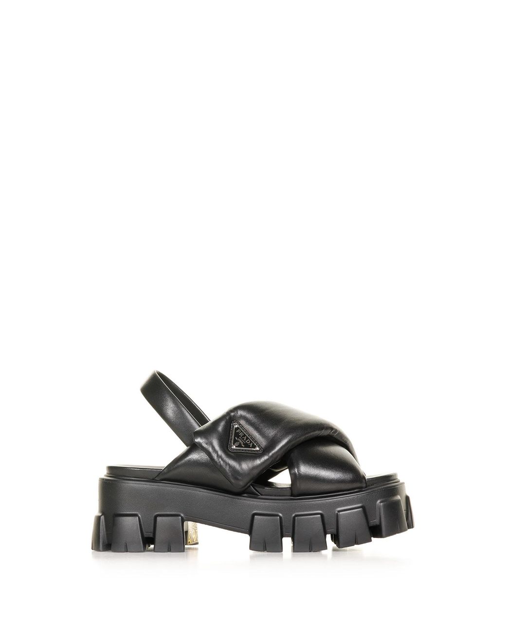 Prada Monolith Sandals In Padded Nappa Leather in Black | Lyst