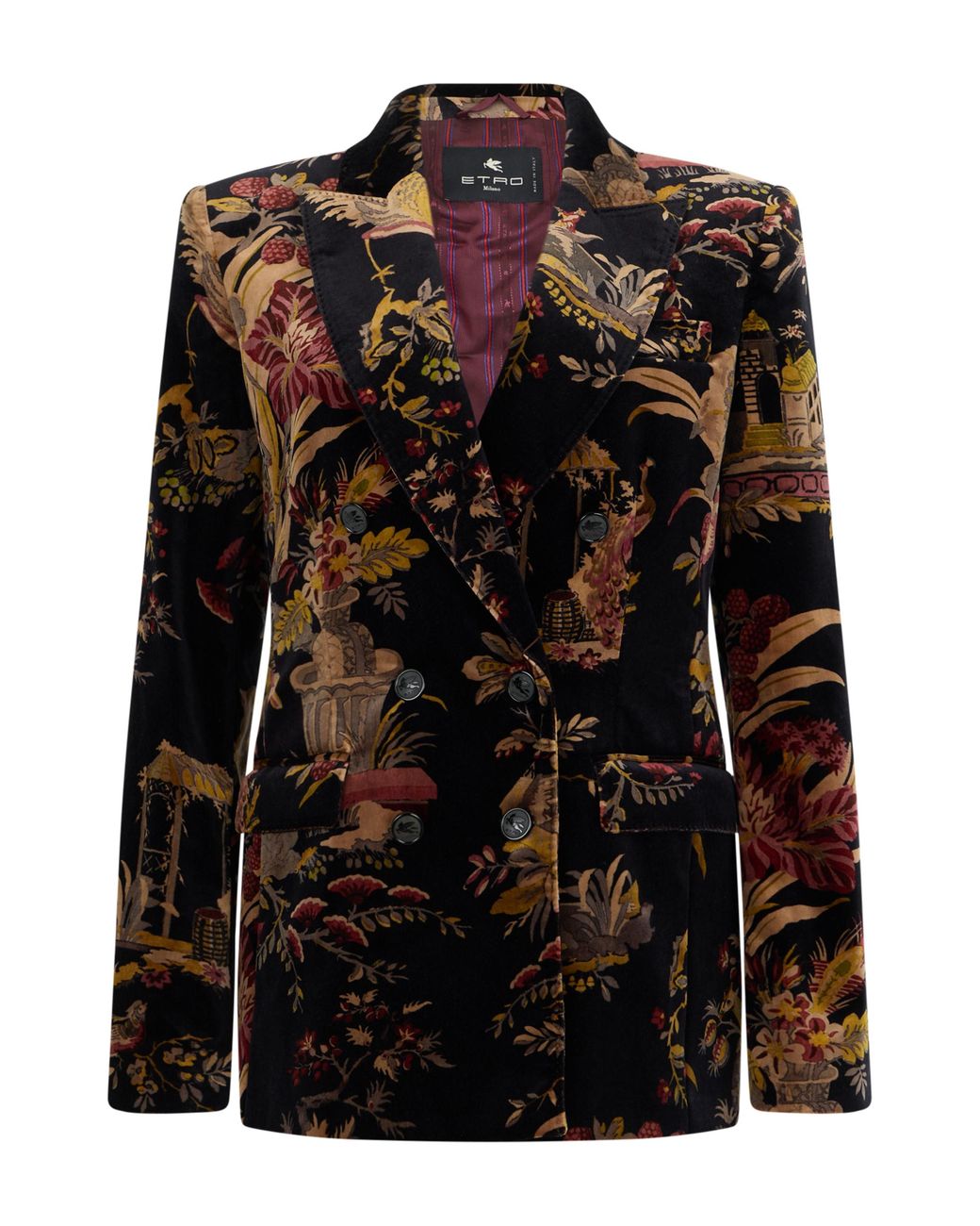 Etro Black Double-Breasted Jacket Cotton Blazers