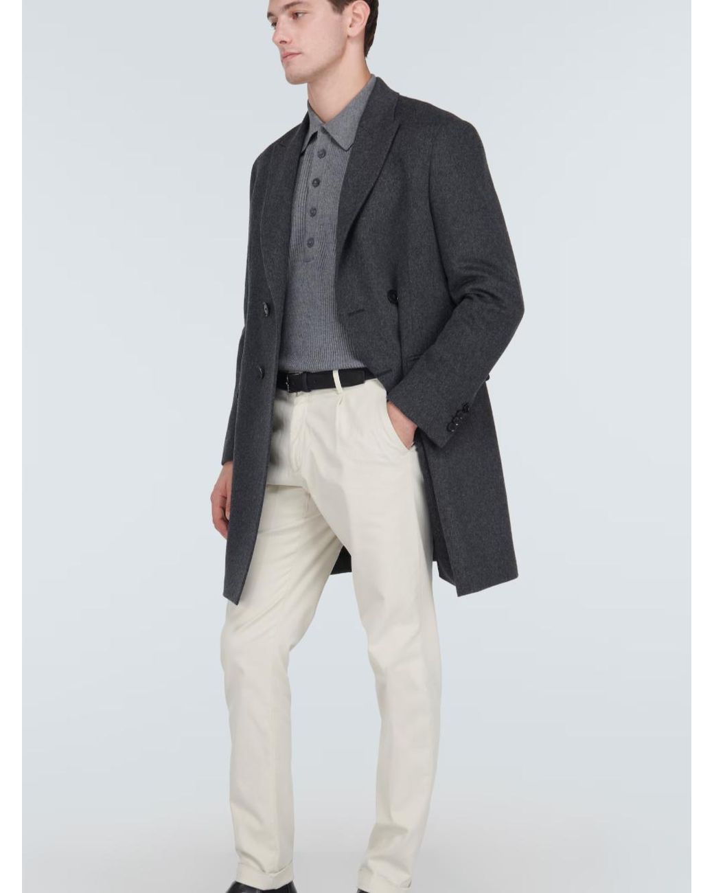 Zegna Black Tailored Wool-Blend Coat Dark for men