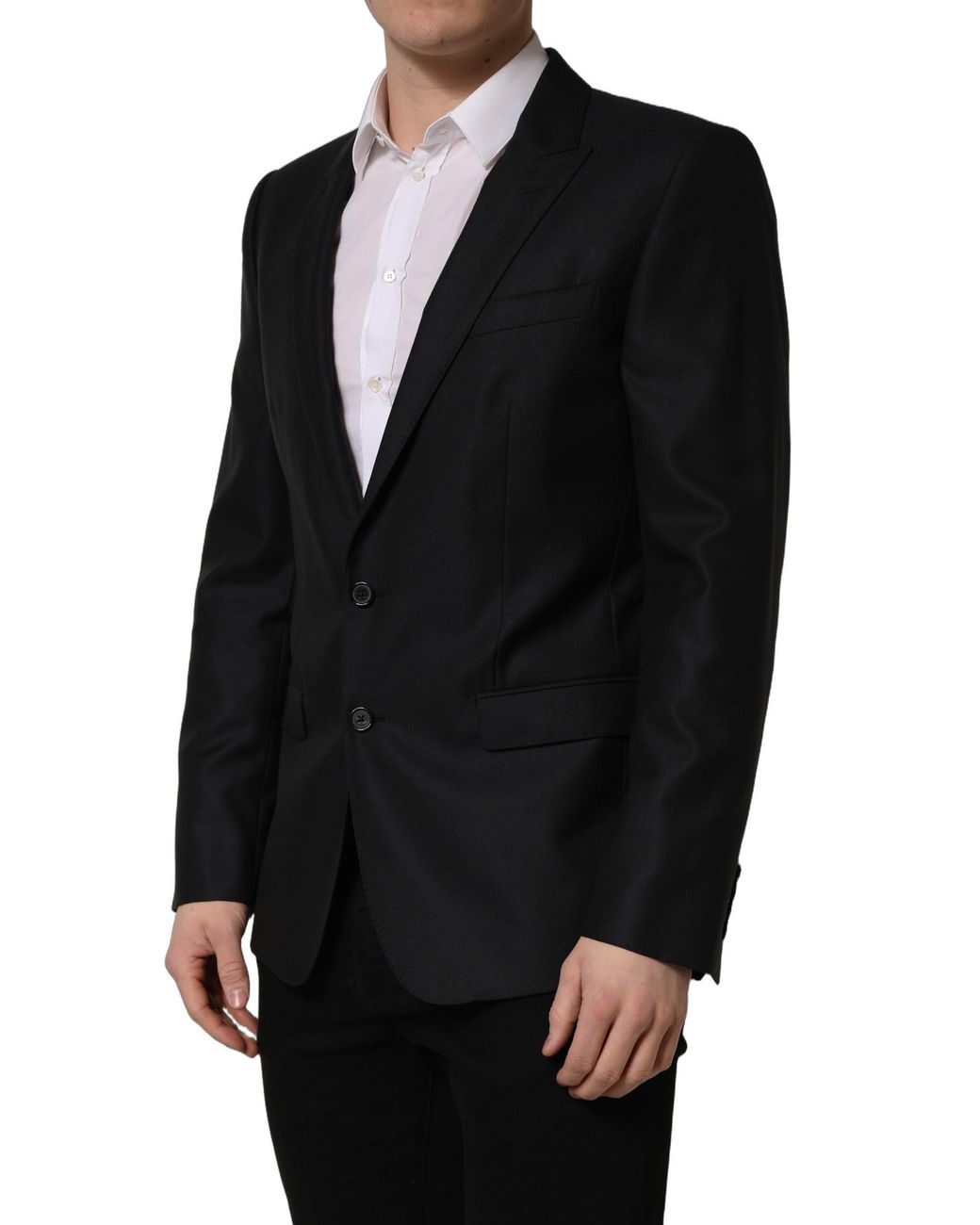 Dolce & Gabbana Black Wool Single Breasted Blazer Jacket Virgin Silk Clothing for men