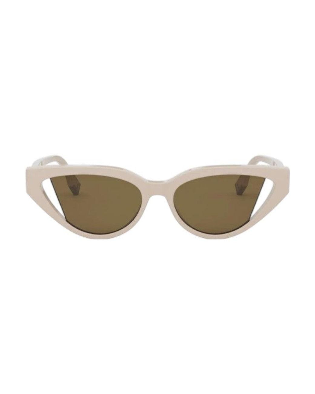 Fendi Brown Sunglasses Cat Eye Full Rim, Shiny Frame And Lens Fe40009I57J
