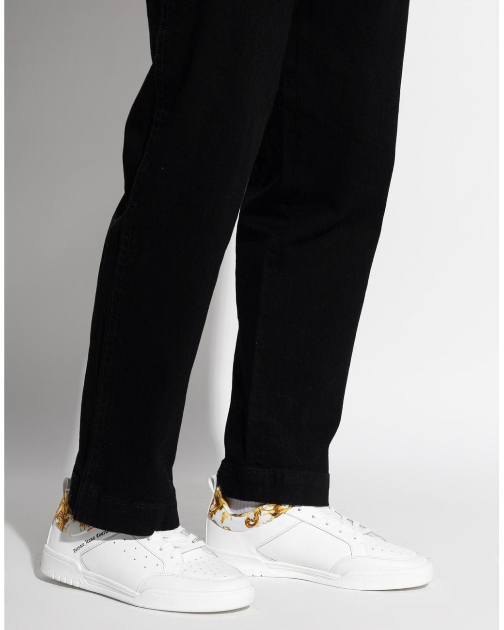 Versace White Barocco Print Low-Top Sneakers for men