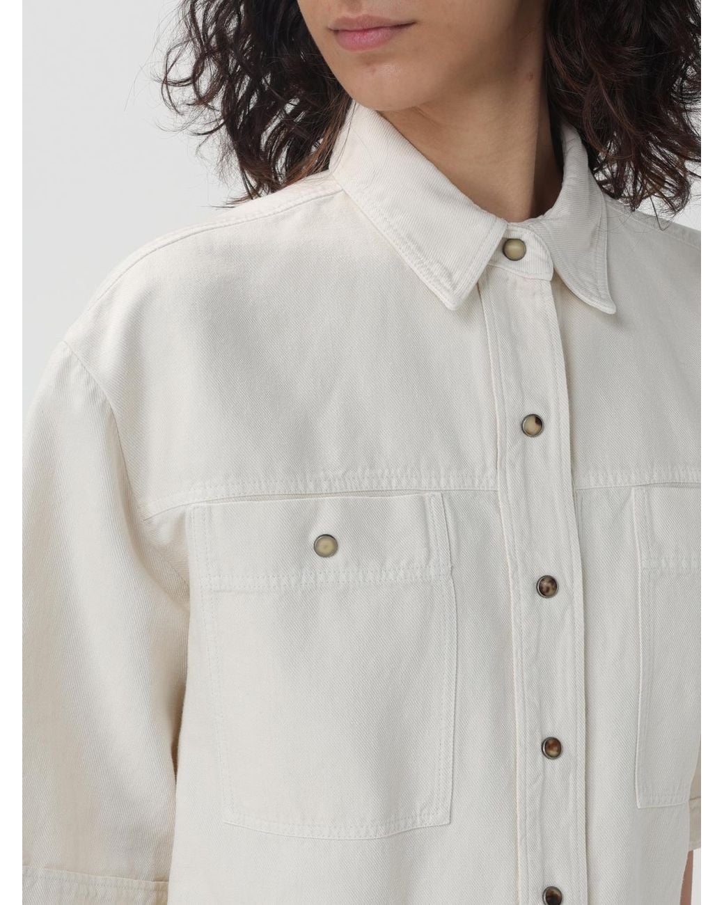 Brunello Cucinelli White Off Boxy Cotton Linen Shirt