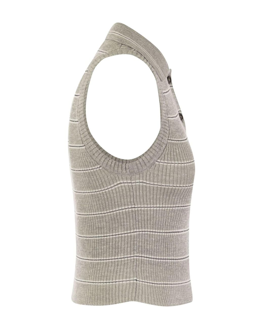 Brunello Cucinelli Gray Light Ribbed Sleeveless Sweater