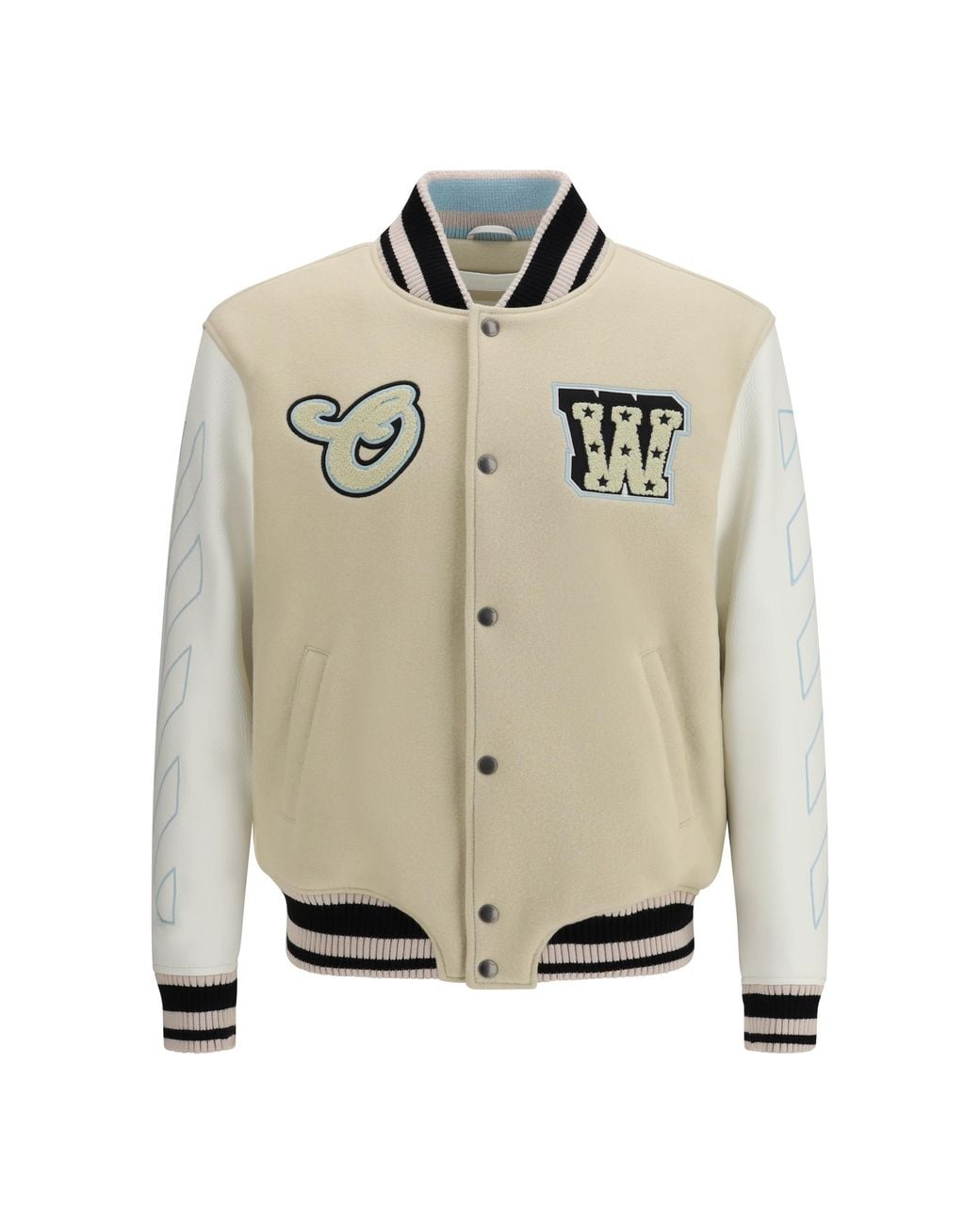 Off-White c/o Virgil Abloh Gray Jacket Varsity Star Logo Wool for men