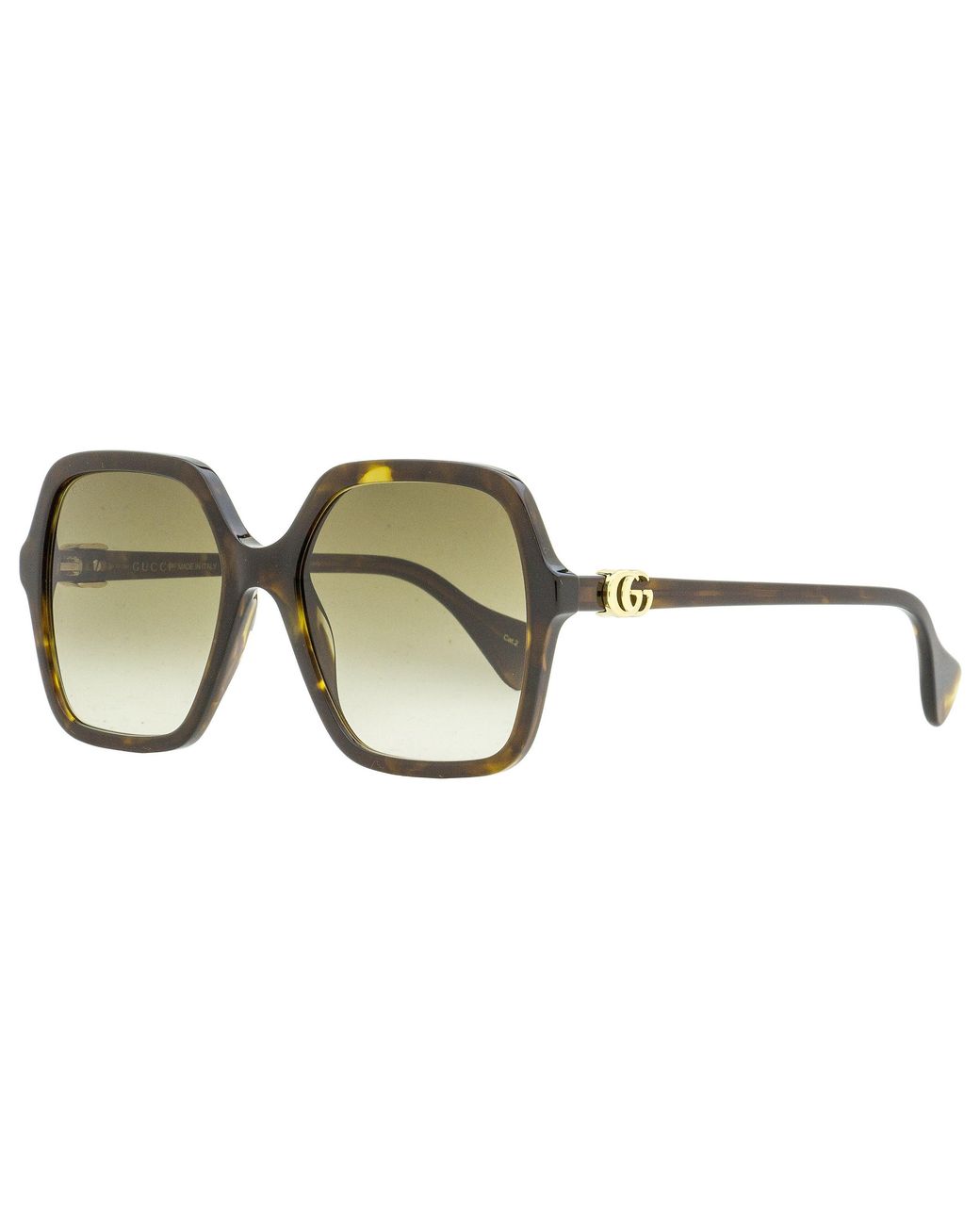 Gucci Black Square Sunglasses Gg1072S 002 Havana- 56Mm 1072 Plastic (Acetate)