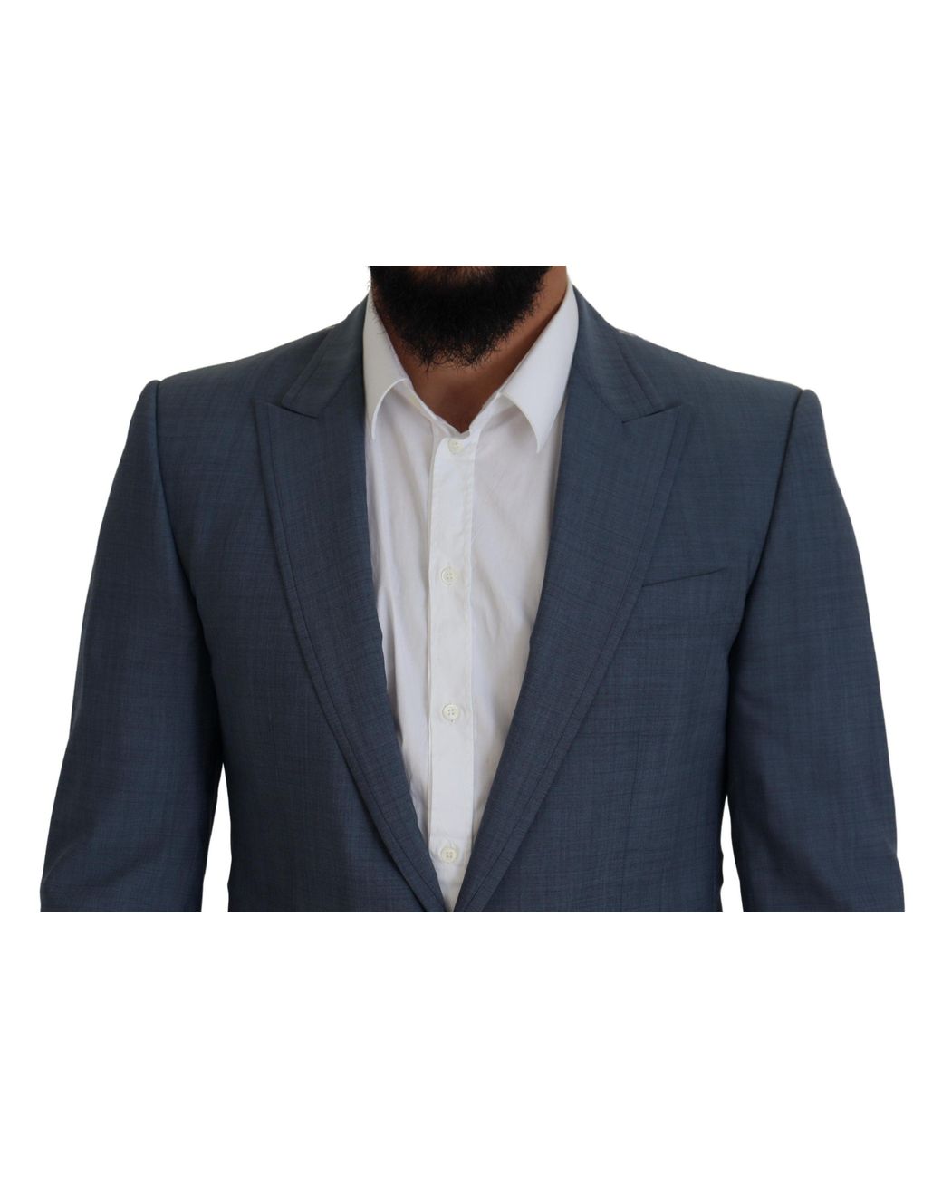 Dolce & Gabbana Blue Wool Stretch Slim Fit Jacket Blazer Clothing for men