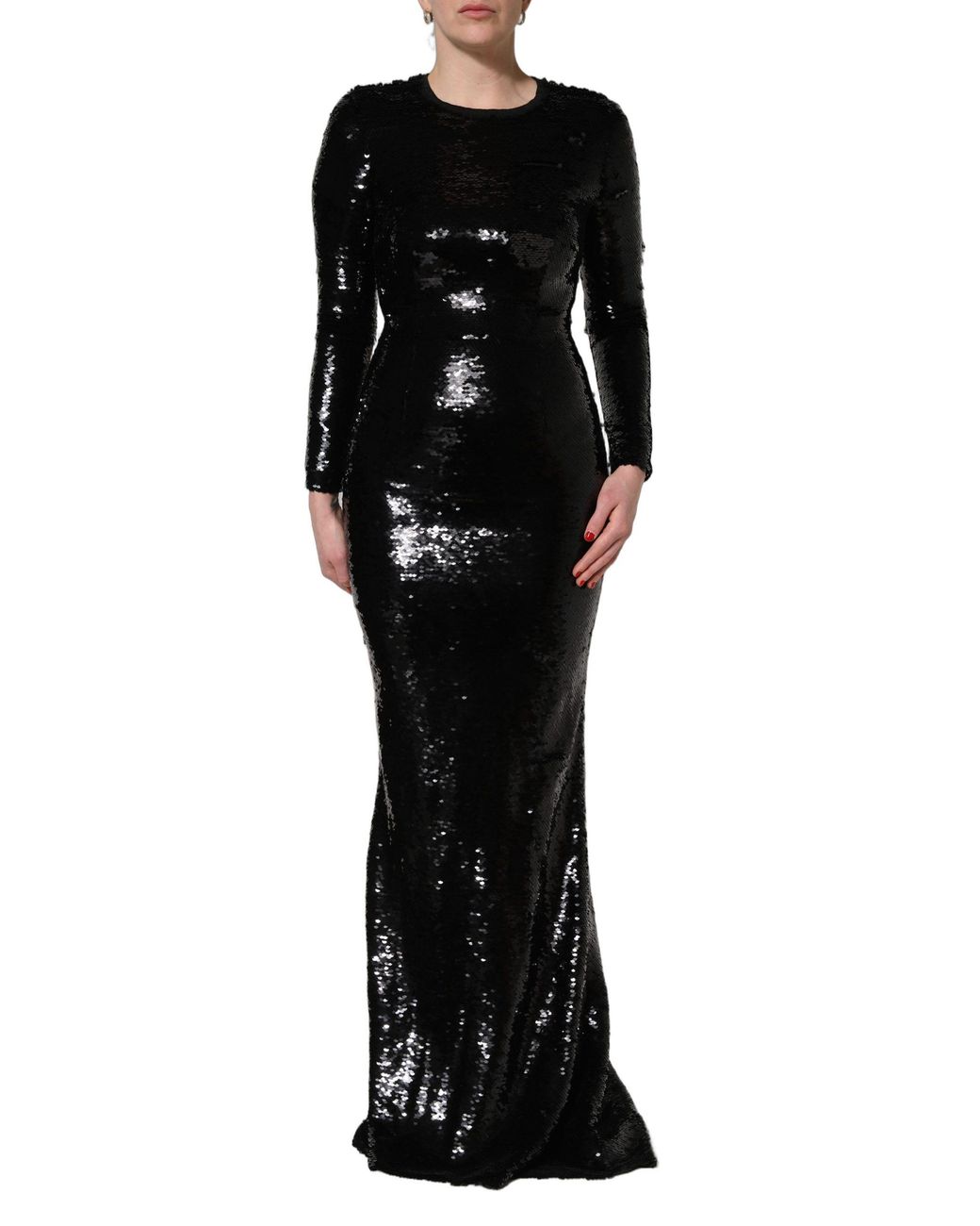 Dolce & Gabbana Black Bodycon Mermaid Sequinned Gown Dress Polyester