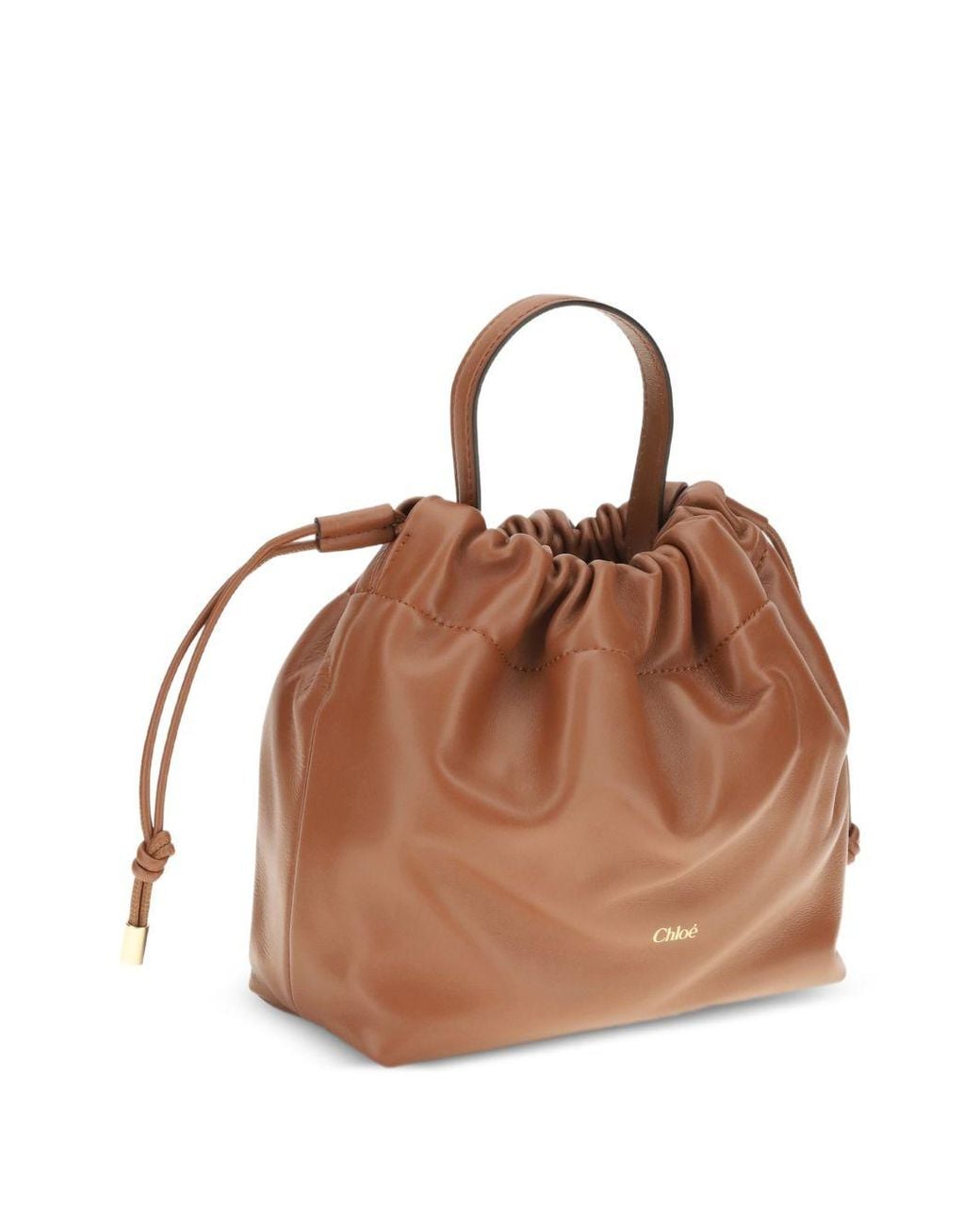 Chloé Brown Leather Drawstring Top Handle Bag