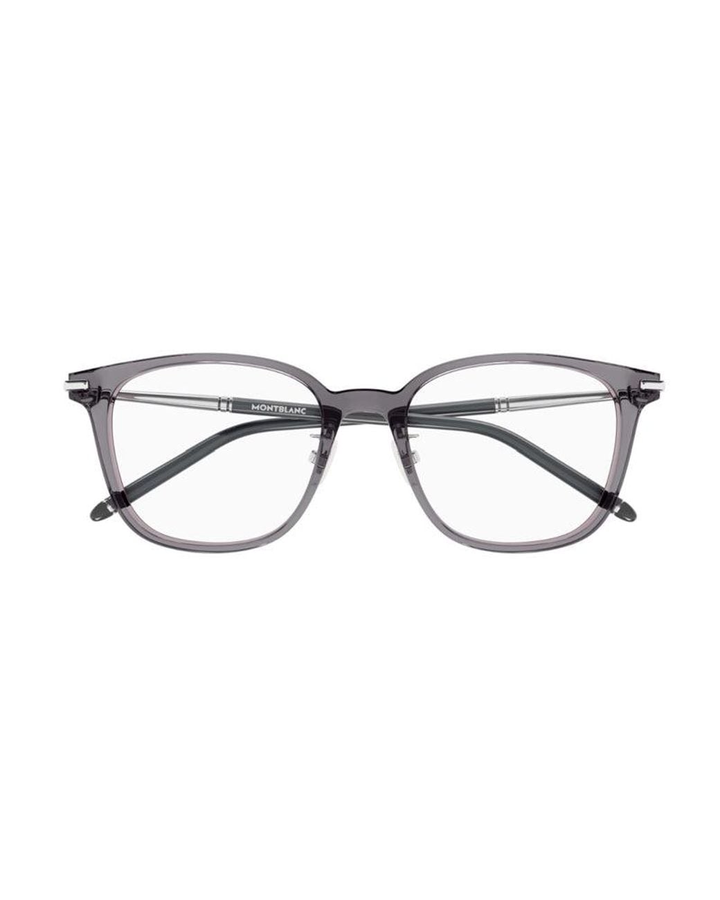 Montblanc Brown Eyeglasses Square Full Rim, Shiny Frame And Clear Demo Lens Mb0247Ok002 Sunglasses for men