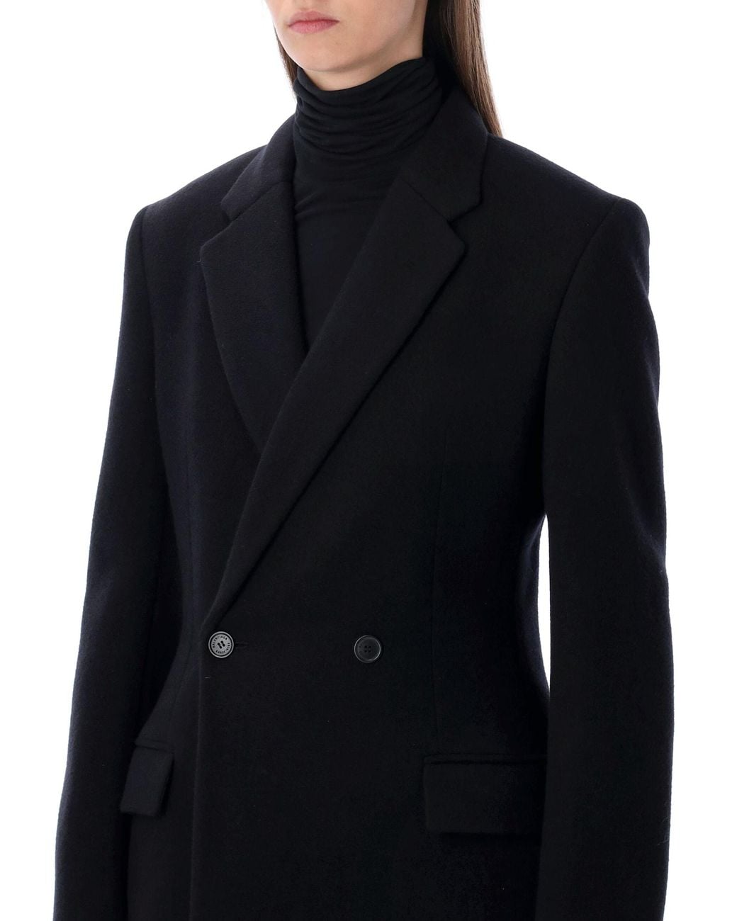 Balenciaga Black Wool Maxi Godet Coat