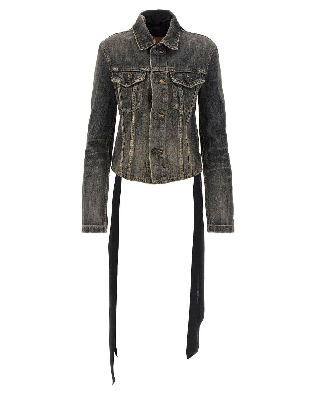 Balenciaga Black Lace-Up Denim Jacket