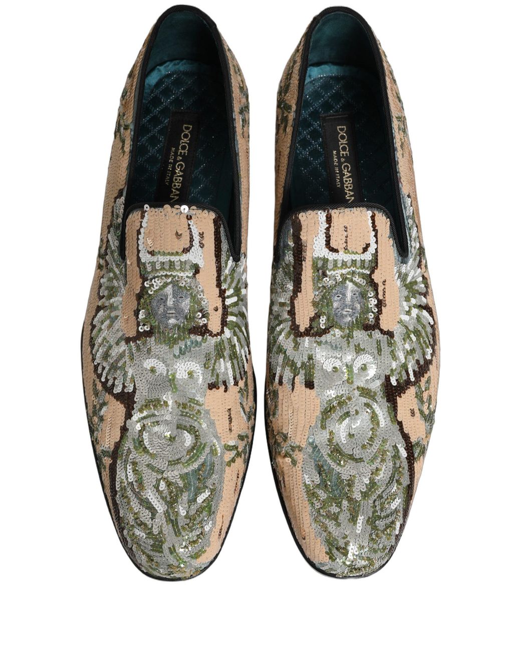 Dolce & Gabbana Black Sequin Embroidery Dress Loafers Shoes Leather for men