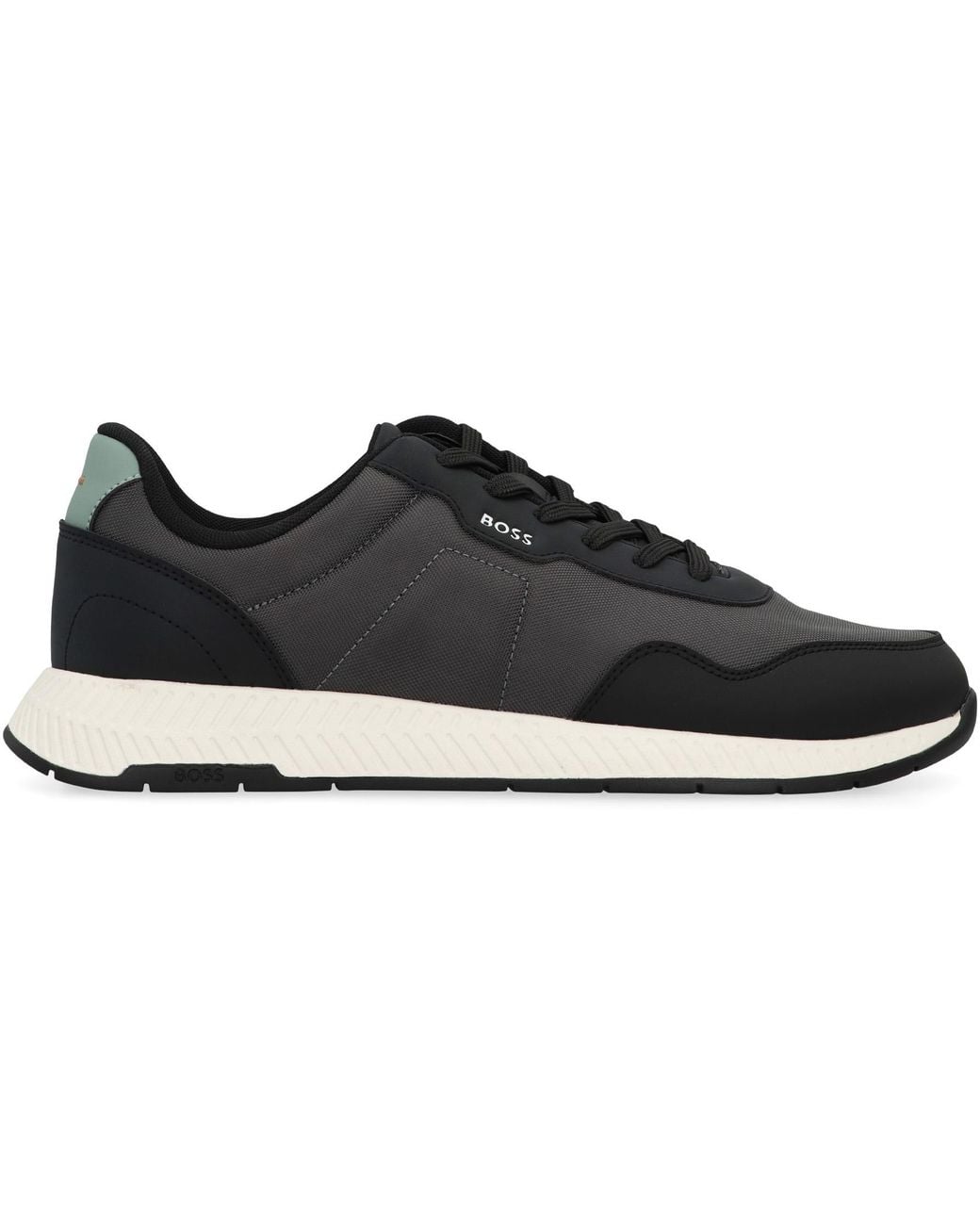 Boss Black Low-Top Sneakers With Leather Insert Polyurethane Trainers for men