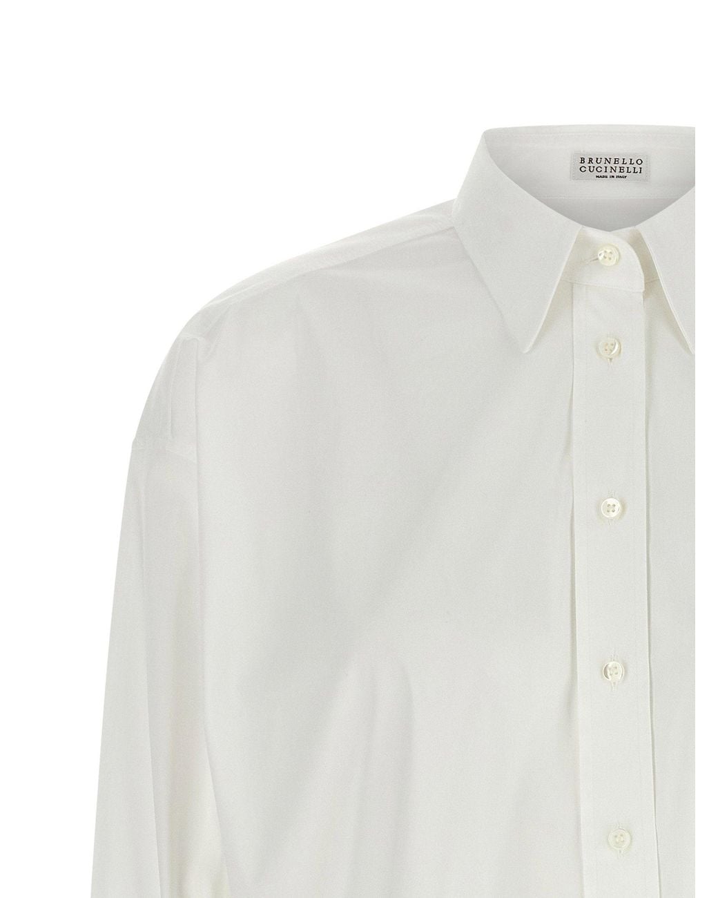 Brunello Cucinelli White Shiny Cuffs Shirt