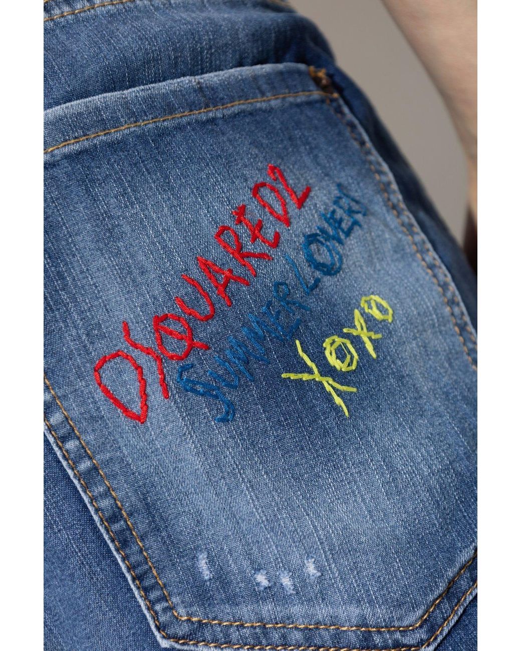 DSquared² Blue Summer Lovers Medium Wash Loose Jeans for men