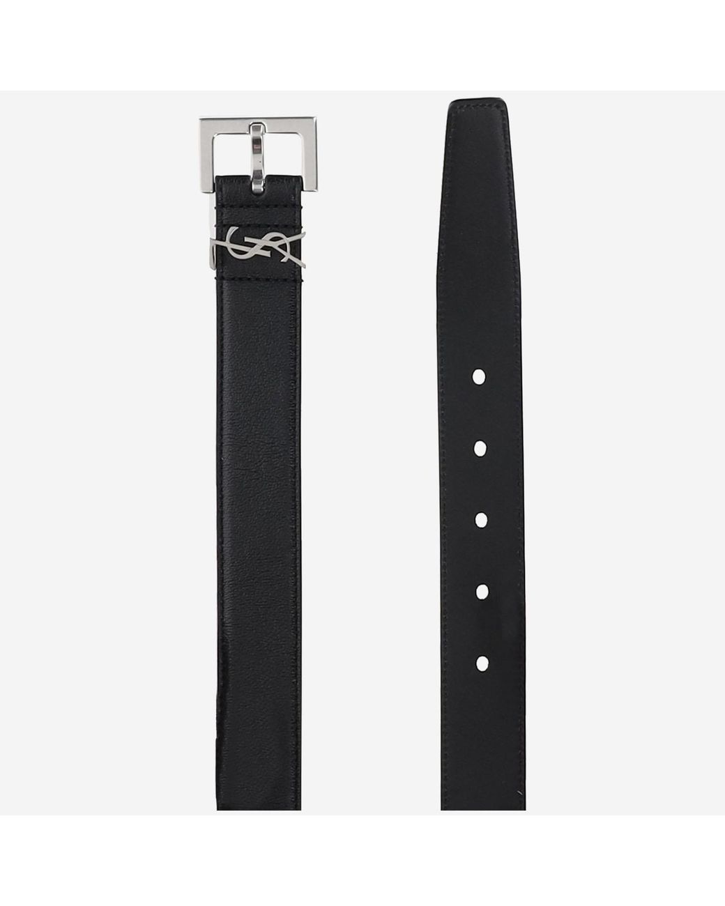 Saint Laurent Black Saint Laurent Cassandre Logo Plaque Belt for men