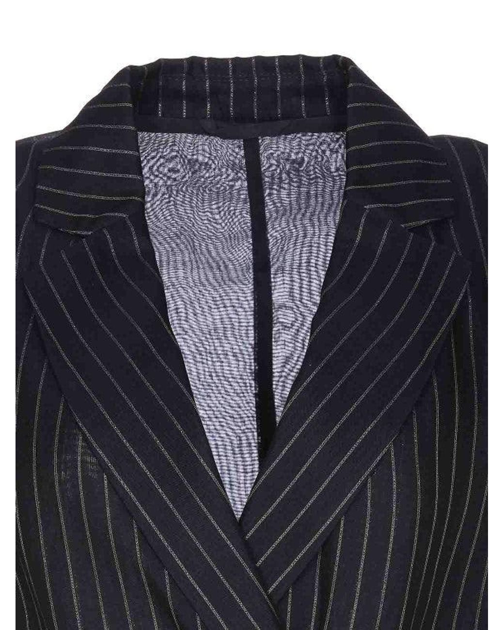 Brunello Cucinelli Black Pinstripe Sleeveless Jacket With Belt