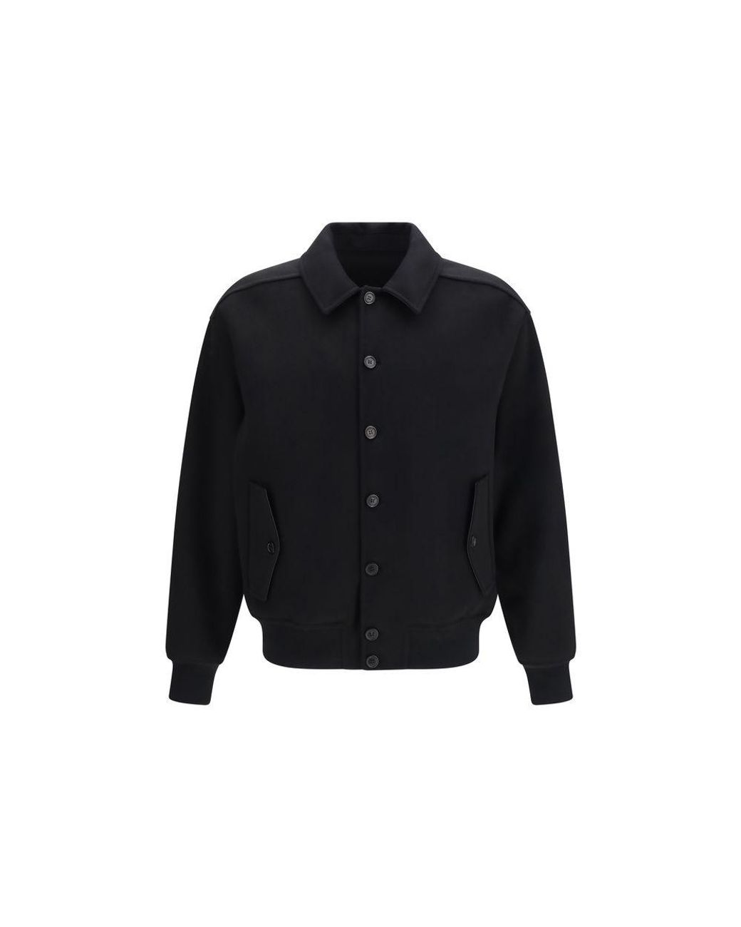 Ferragamo Black Wool Oves Aries Biker Jacket for men