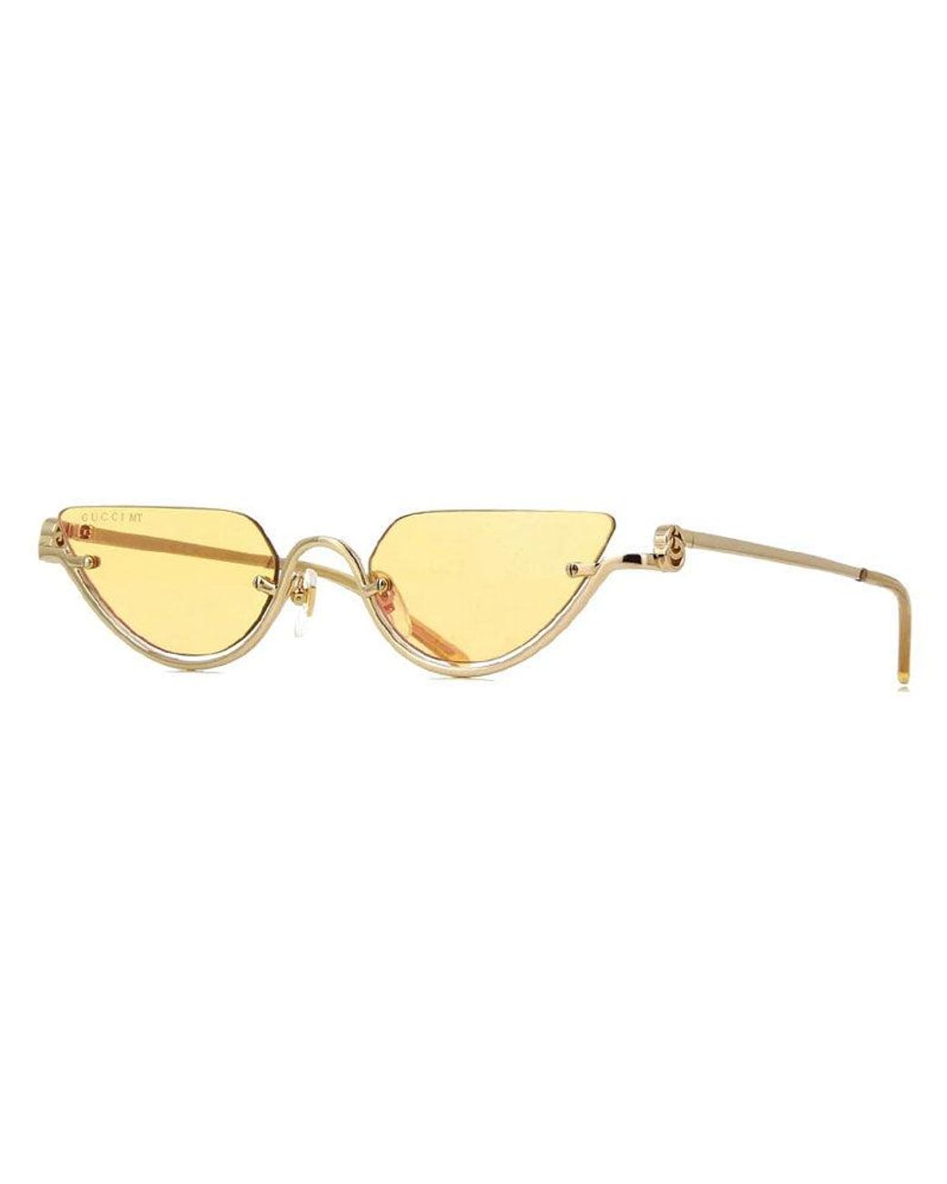 Gucci Metallic Sunglasses Cat Eye Semi Rim, Frame And Rose Mirror To Dark With Gg Pattern Lens Gg1603S004