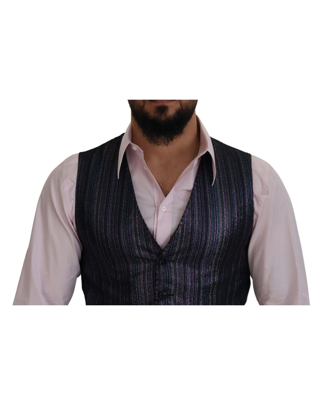 Dolce & Gabbana Blue Polyester Waistcoat Dress Formal Vest for men