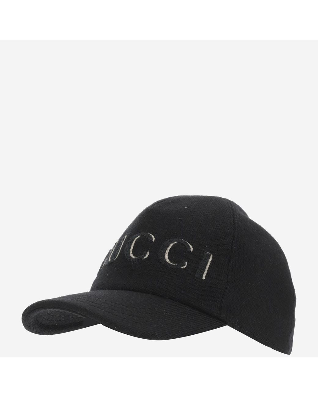 Gucci Black Wool Baseball Hat With Logo for men