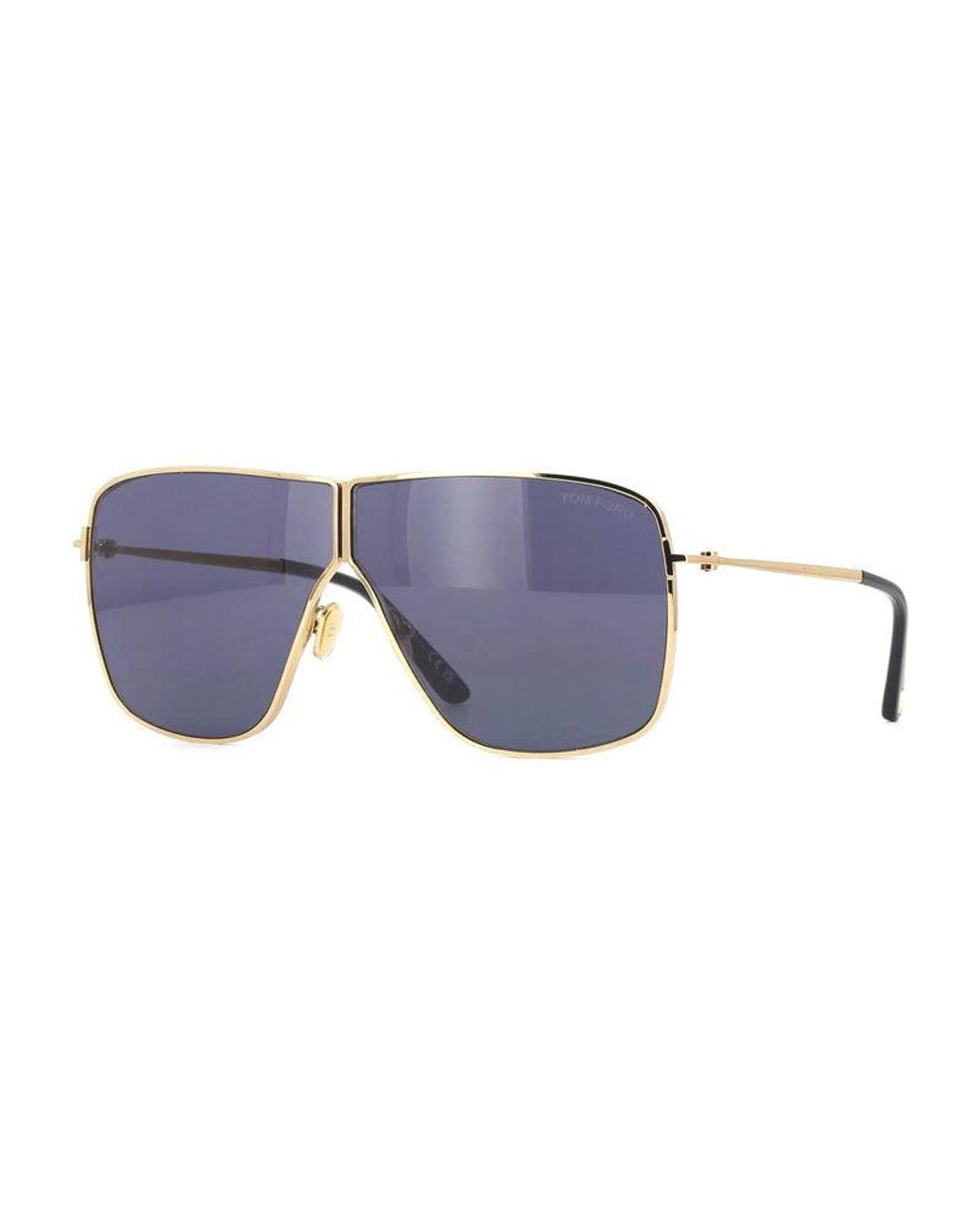 Tom Ford Blue Sunglasses Aviator Full Rim, Shiny Deep Frame And Smoke Lens Ft115930A