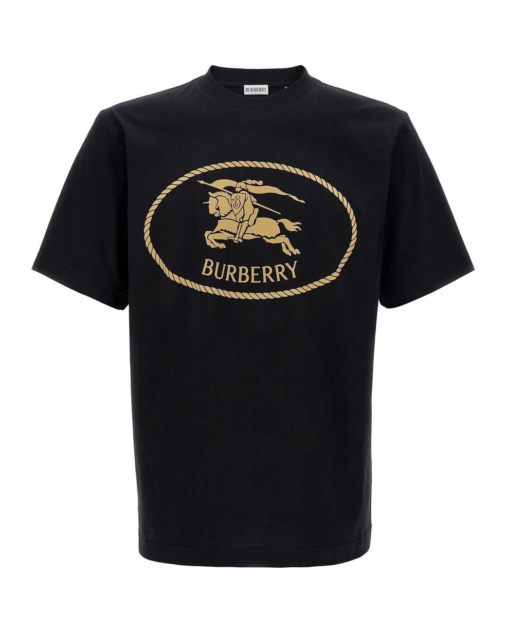 Burberry Black Logo-Embossed Knight Stamp T-Shirt for men