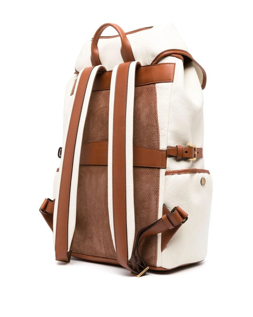 Brunello Cucinelli Brown Logo-Patch Grained-Leather Backpack One Color for men