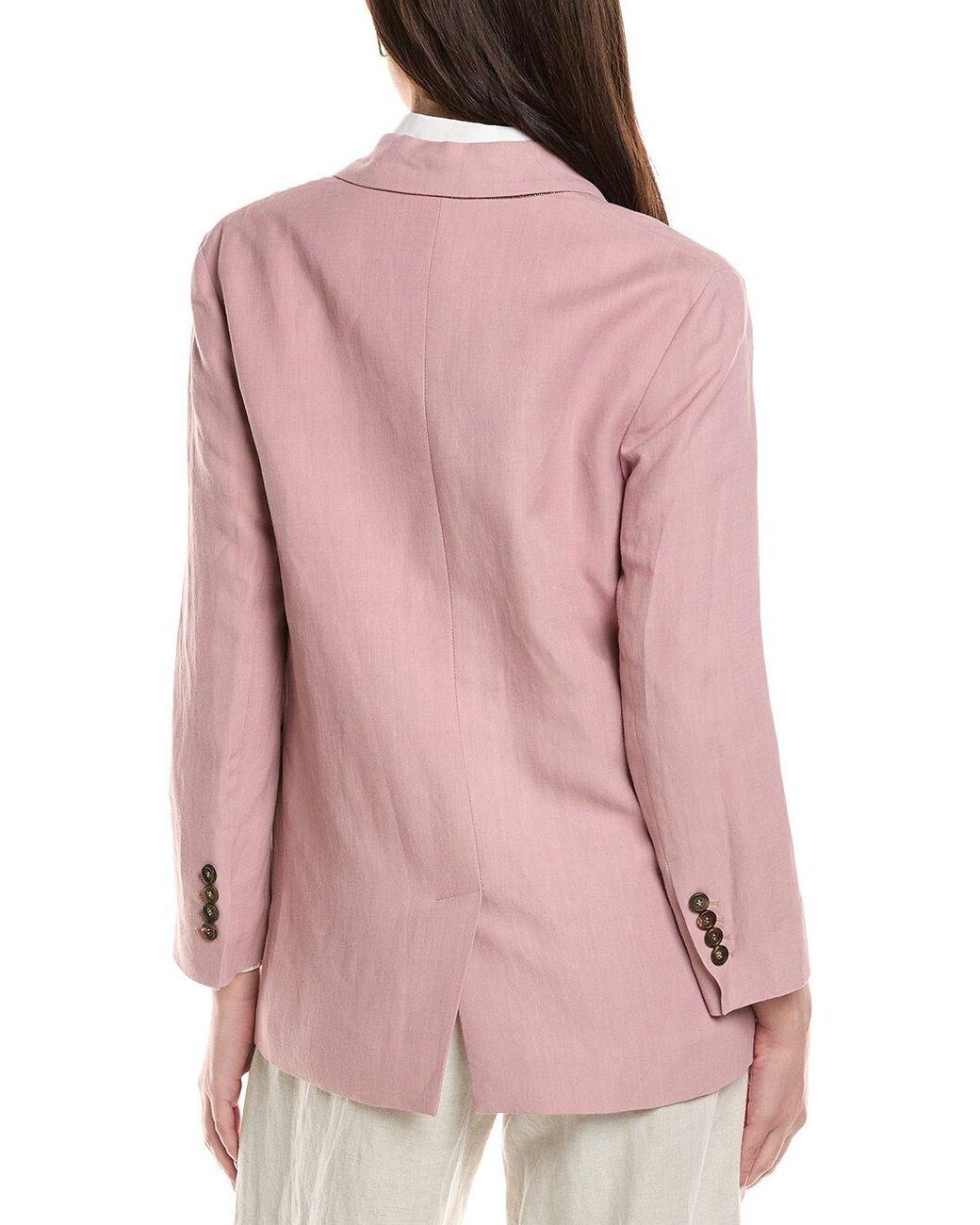 Brunello Cucinelli Pink Linen-Blend Blazer
