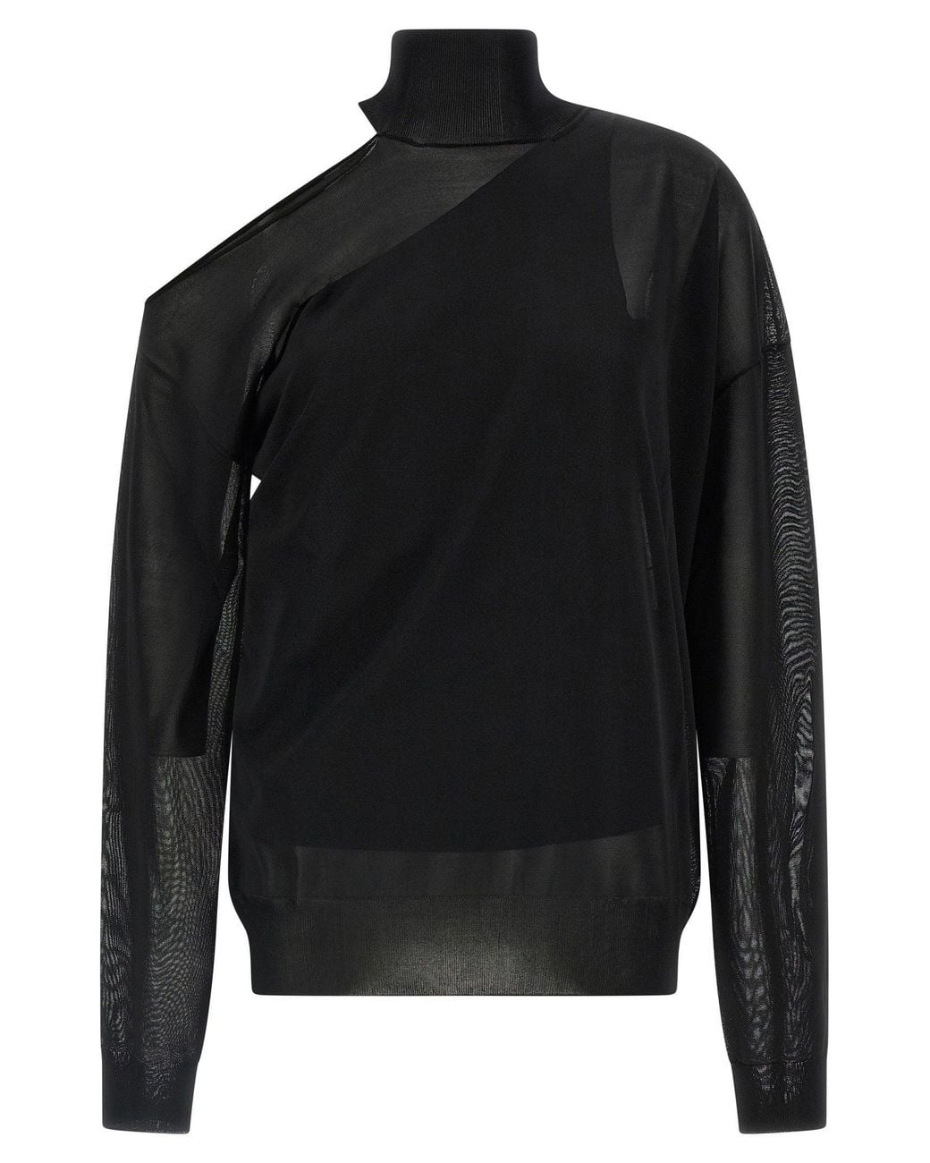 Fendi Black Semi-Transparent Silk Organza Top